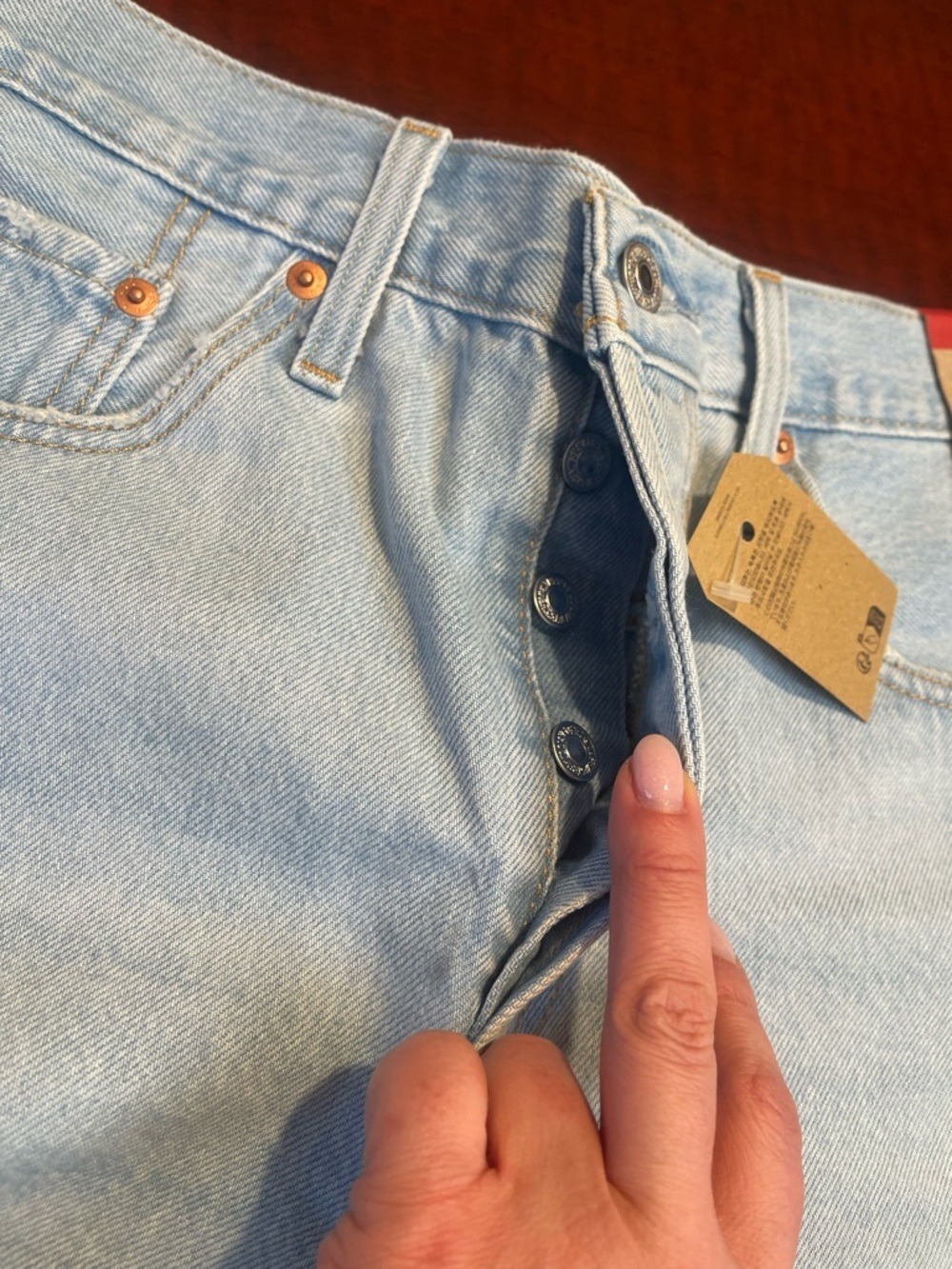 Levi’s 501 Original High Rise Denim Shorts Light Wash Distressed Cut Off Size 30 - Picture 5 of 11